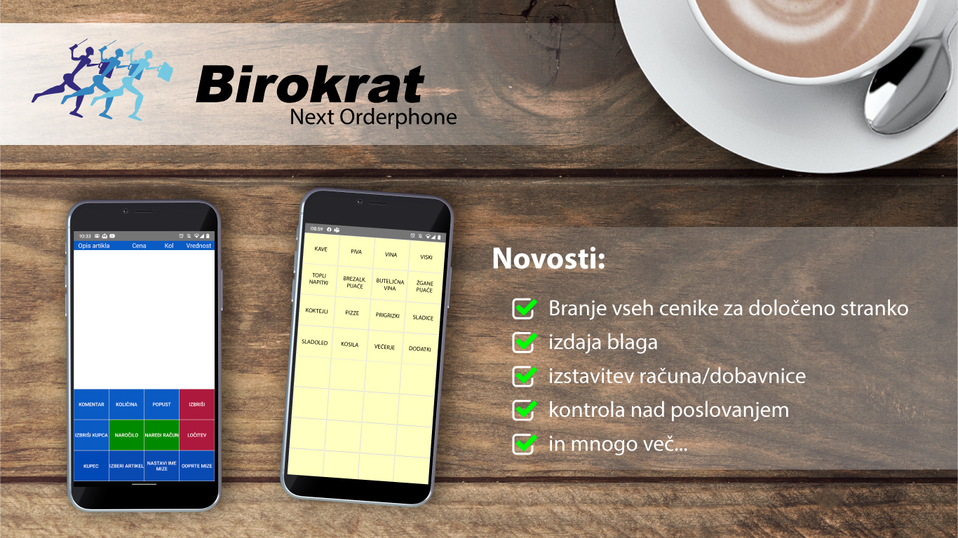Birokrat NEXT aplikacija na telefonu